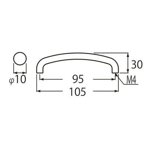 HB−71 D形丸棒ハンドル105ミリ金