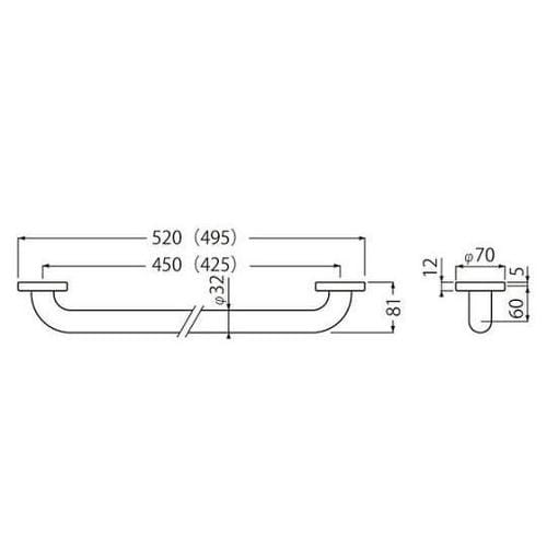 NO−702 丸棒握りバー大ヘアーライン