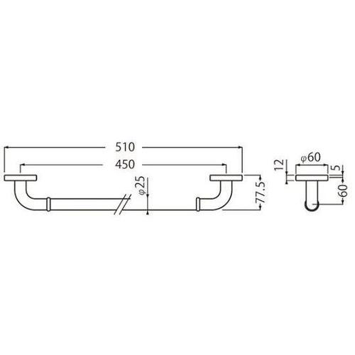 NO−752丸棒握りバー450 クローム