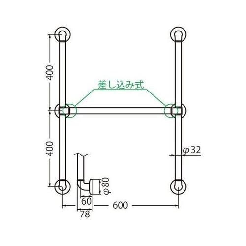 BR−277 どこでも手摺H形ブラウン