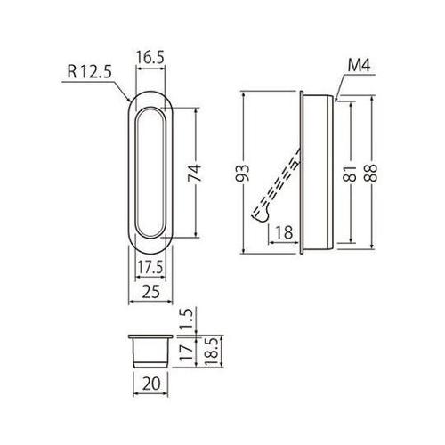 MZ−6 小判形堀込引手アンバー塗装