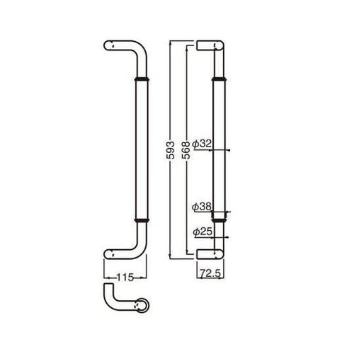 NO257G G型丸棒取手600ミリ金