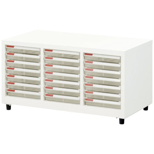 スチール書庫1段クリアケース浅型3列7段