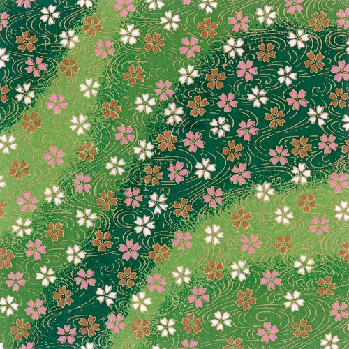 友禅和紙 半才判 水紋花・緑 4セット