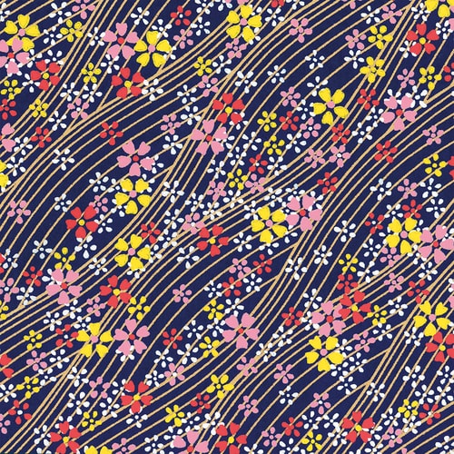 友禅和紙 半才判 水流花・藍 4セット