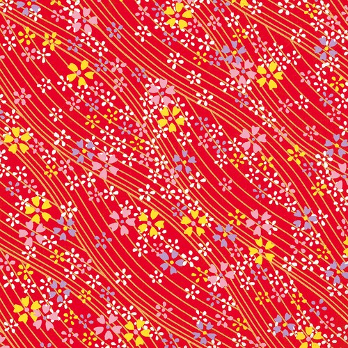 友禅和紙 半才判 水流花・紅 4セット