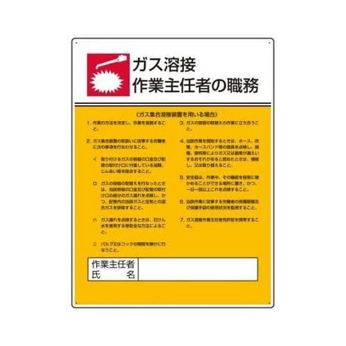 600x450mm 職務表示板(ガス溶接