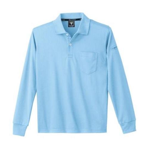 静電長袖ポロシャツ サックス M 601