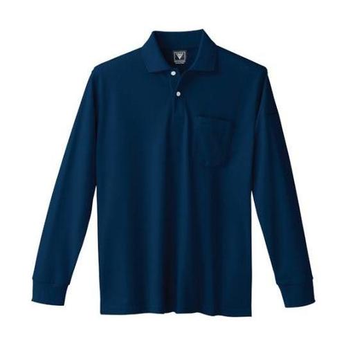 カノコ長袖ポロシャツ 紺 M 6025−