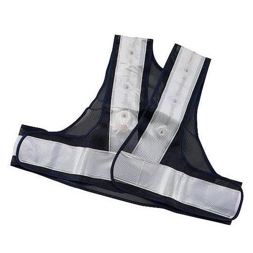 87427LEDショート反射ベスト紺×白