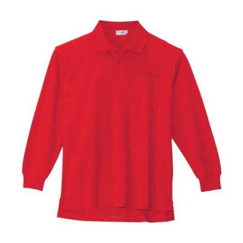 長袖ポロシャツ レッド M 6175−7