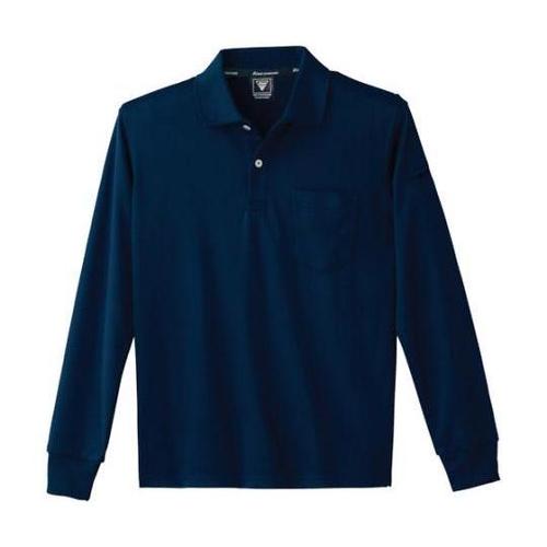 静電長袖ポロシャツ 紺 LL 6015−