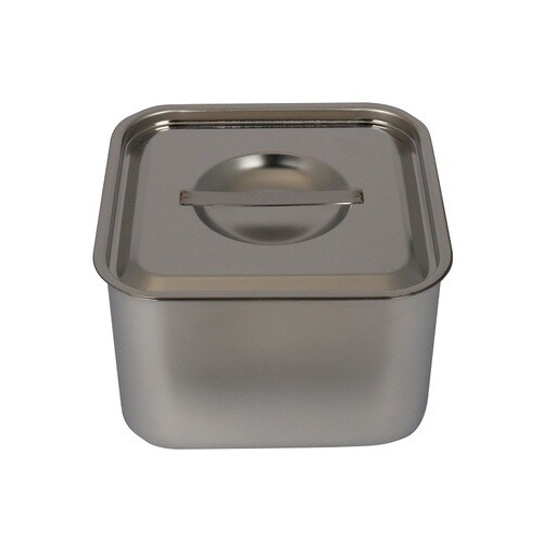 18−8目盛付浅型角キッチンポット(フタ付)