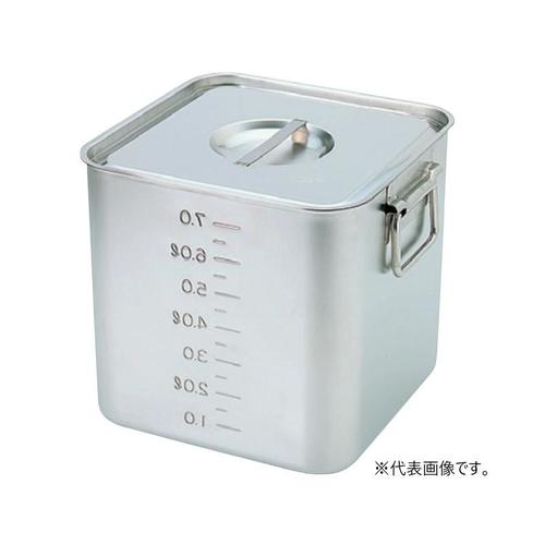 18−8目盛無し深型角キッチンポット(フタ付)