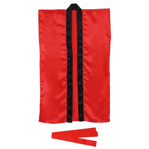 ソフトサテンロングハッピM赤(ハチマキ付)