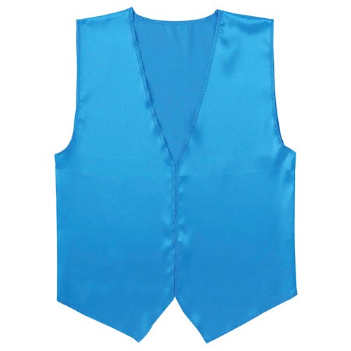 ソフトサテンベストVネックタイプ 青 S