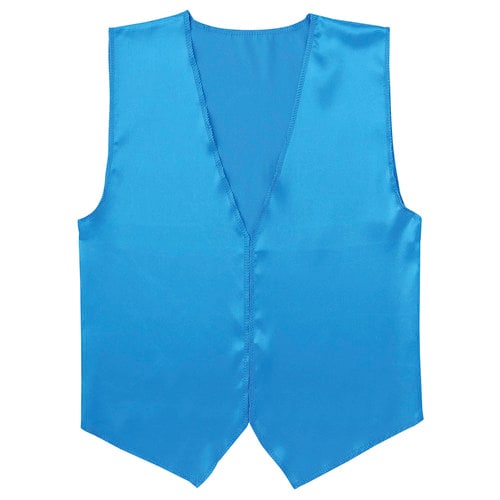 ソフトサテンベストVネックタイプ 青 L