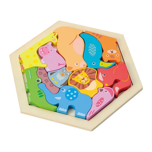 木製六角パズルどうぶつ