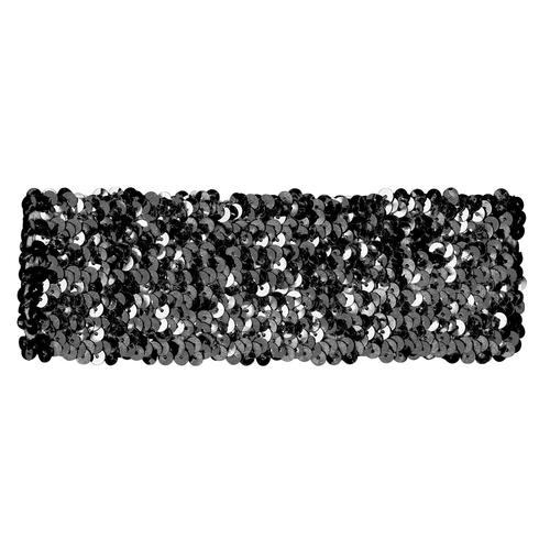 メタリックワイドターバン ブラック