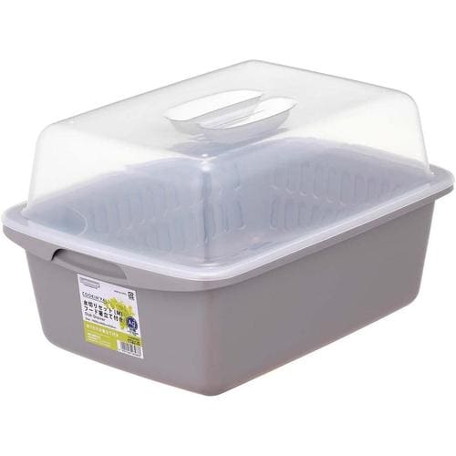 水切りカゴ M フード 箸立て付き ベージュグレイ