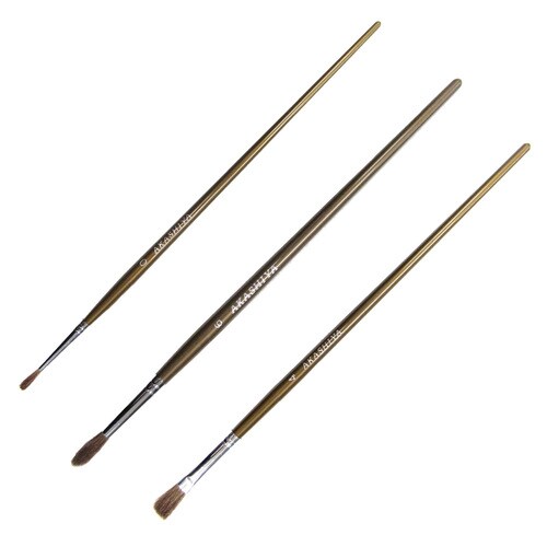 水彩画筆 馬毛 Aセット プラケース入り ×3