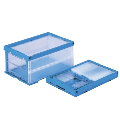 折りたたみコンテナー (透明/ブルー)