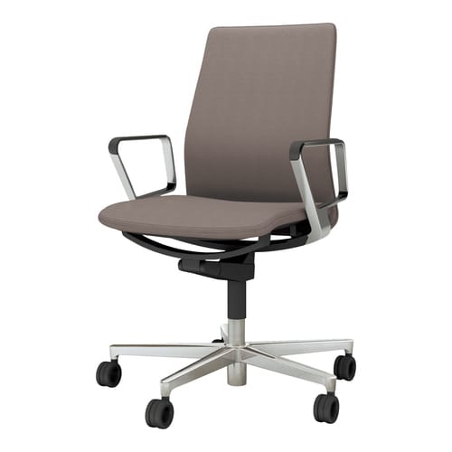 チェア ファブレ革張 プレーンアルミ肘