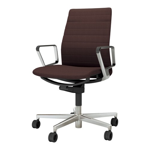 チェア ファブレ革張 ストライプアルミ肘