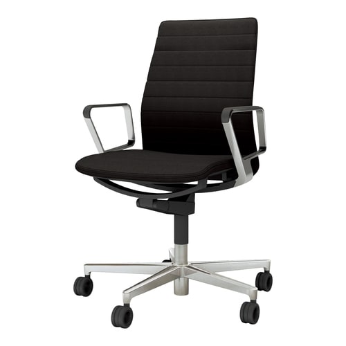 チェア ファブレ革張 ストライプアルミ肘