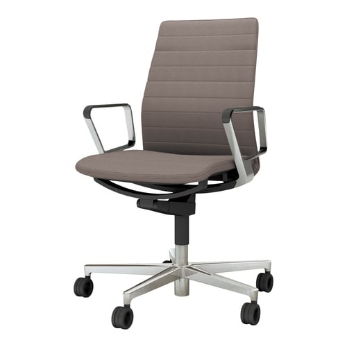 チェア ファブレ革張 ストライプアルミ肘