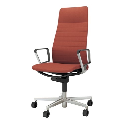 チェア ファブレ革張 ストライプアルミ肘