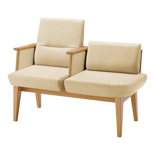 ロビーチェア レフィナ 2人用 左R肘付ミドル