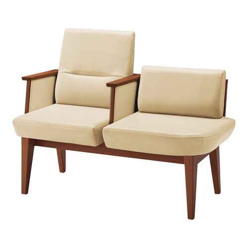 ロビーチェア レフィナ 2人用 左R肘付ミドル