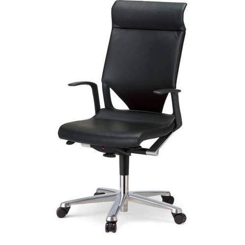 肘付きモダス アルミつや消し脚 背前面張地付座本革