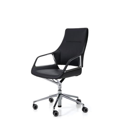 肘付 ミドルバック グラフ メッキ脚背座アーム本革