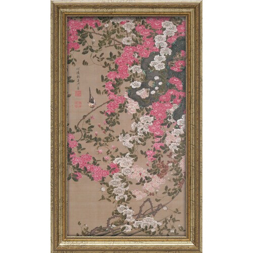 伊藤若冲 薔薇小禽図