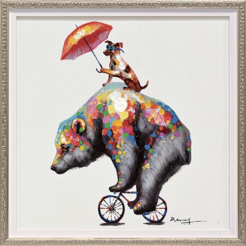 オイルペイントアート ドッグアンドベア S