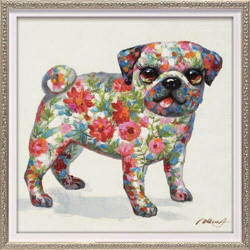 オイルペイントアート ドッグフラワー S