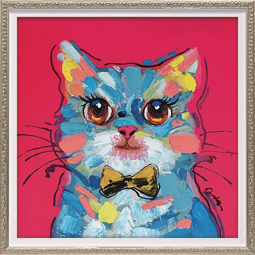 オイルペイントアート ボウタイキャット S