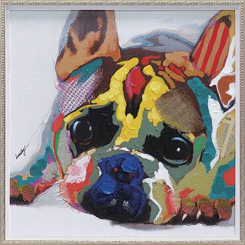 オイルペイントアート カラフルブルドッグ M