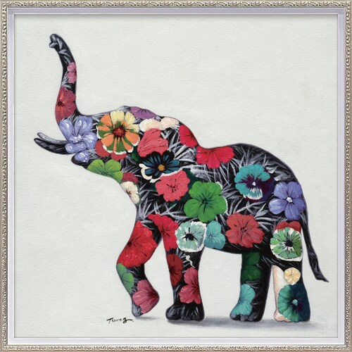 オイルペイントアート フラワーエレファント M