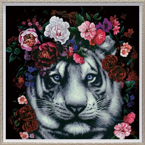 オイルペイントアート フラワータイガー M