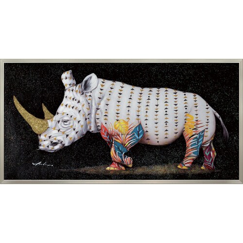 オイルペイントアート サイの王様