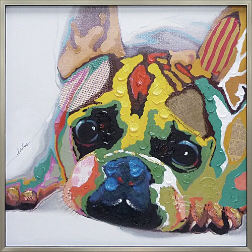 オイルペイントアート カラフルブルドッグ