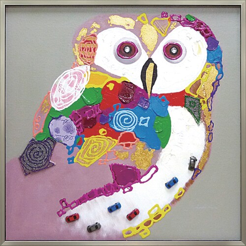 オイルペイントアート カラフルオウル