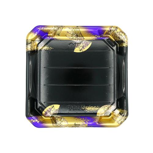 刺身容器 美彩28−28 本体 金フチ扇紫 ×32