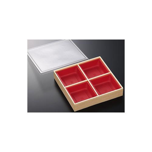 松花堂7寸−4/赤・杉(ボ) 8セット