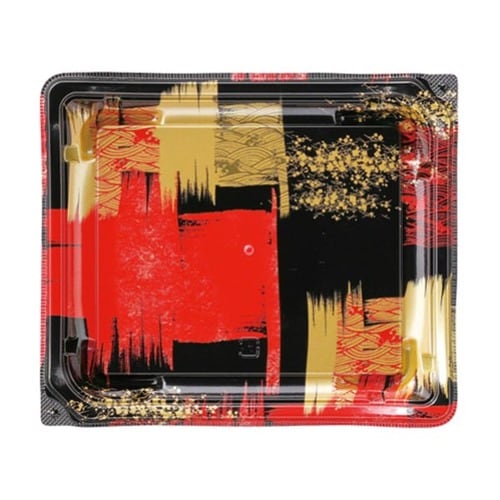 鮮魚トレー 四季皿20−17 本体 角紋赤 ×12