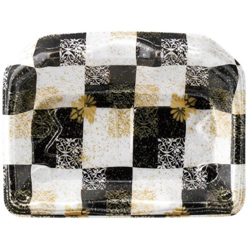 刺身容器 豊山18−14 本体 市松花黒金 ×30