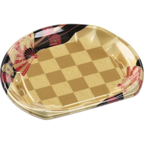 刺身容器 半月皿21−18(V1) 扇市松金×18